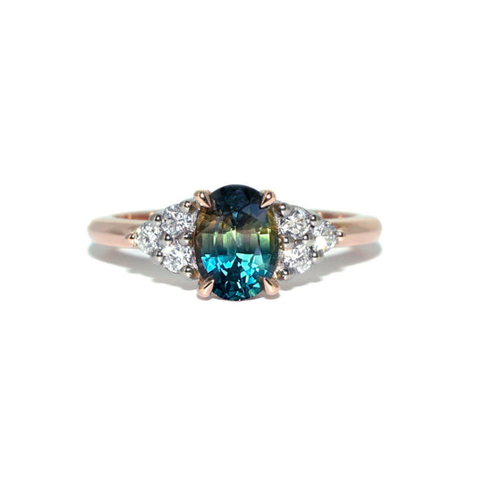 Teal Sapphire Engagement Ring
